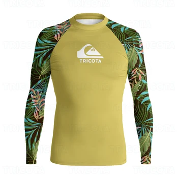 Мужская футболка для плавания с защитой от ультрафиолета, Пляжная защита от сыпи, купальники, топы для дайвинга, уличная одежда с длинным рукавом, одежда для серфинга, купальники