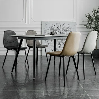 Современная мебель, Кожаные обеденные стулья для кухни, Домашний обеденный стул в стиле ретро из кованого железа, Легкий Роскошный стул со спинкой для гостиной