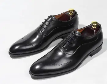 Кожаная обувь Goodyear ручной работы, мужские кожаные туфли-дерби, свадебные туфли, деловые модельные туфли, оксфорды с острым носком