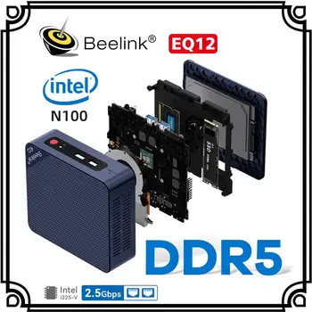 Beelink EQ12 Intel 12th N100 Win 11 Mini PC DDR5 8GB 500GB NVME SSD Поддержка игрового компьютера 2.5GbpsType C