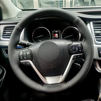 Чехол для автомобильного рулевого колеса ручной работы из искусственной кожи для Toyota 2016 Highlander 2020 Sienna Auto Accessory