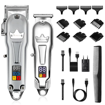 Профессиональная машинка для стрижки волос Surker, мужской резак для волос, комплект из 2 машинок, Электрический беспроводной Триммер для волос для парикмахера, зарядка через USB