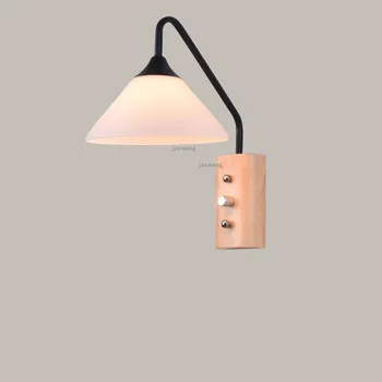 Скандинавский светодиодный настенный светильник из массива дерева, прикроватная лампа для спальни, внутреннее освещение, креативное оформление гостиной, бра, настенные светильники