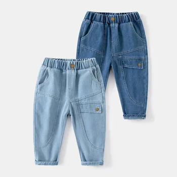 Джинсы для мальчиков Синие демисезонные Брюки для малышей Одежда для детей Джинсовые брюки