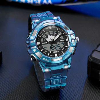 Водонепроницаемые мужские спортивные наручные часы 2023 OHSEN Цифровые кварцевые Водонепроницаемые Военные Часы с двойным дисплеем Мужские Часы Relogio Masculino