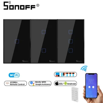 SONOFF TX T2/T3 US Беспроводной Настенный Wifi Сенсорный Выключатель 1/2/3 Банды Smart home Switch Приложение Дистанционного Управления Работает С Google Home