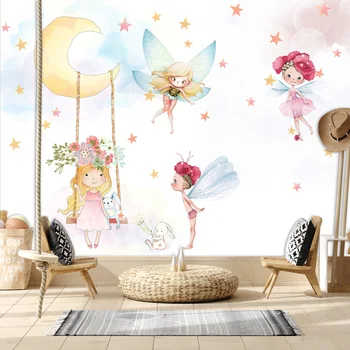 Съемная на заказ Дополнительная фреска с изображением милых девочек, виниловые детские обои для стен гостиной, бумажный декор для дома