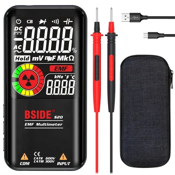 Цифровой мультиметр BSIDE с цветным дисплеем 9999 отсчетов, вольтметр с автоматическим диапазоном, перезаряжаемый с детектором ЭДС, тестер емкости и диода