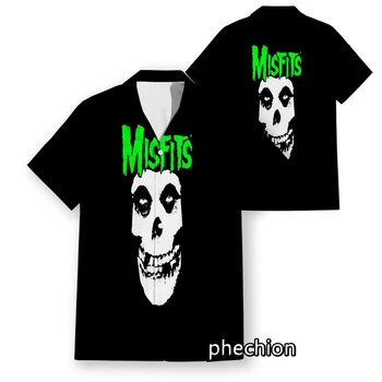 Мужская рубашка Phechion В Гавайском стиле С коротким рукавом Misfits Band, Повседневные рубашки с 3D Принтом, Модные Мужские топы W19