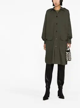 ZV Новое длинное пальто для пригородных поездок с военной зеленой вышивкой