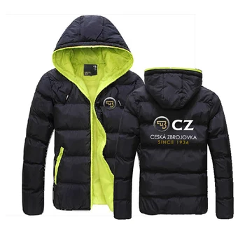 Czeska Zbrojovka 2023, Новая мужская зимняя куртка, толстовка с капюшоном на молнии в цвет блока, хлопковое пальто с длинным рукавом, приталенный жакет, топ