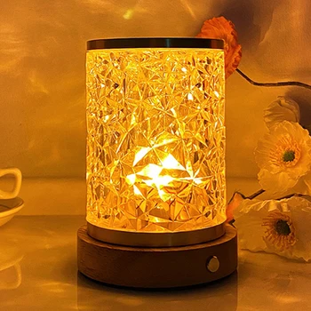 Светодиодная проекционная настольная лампа, Акриловая водяная рябь, светильник для декора комнаты, USB-зарядка, сенсорный выключатель с регулируемой яркостью, Портативный для украшения дома