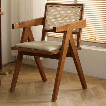 Современный минималистичный Ротанговый стул Из массива дерева, Скандинавская мебель из массива дерева, Серая Мебель для семейного бара, Креативный стул со спинкой, Новинка 2022 HY