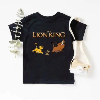 Новая милая футболка с рисунком Диснея для маленьких мальчиков и девочек, Детские футболки с Рисунком Короля Льва, Модная Детская Повседневная футболка с принтом Kawaii Simba, Одежда