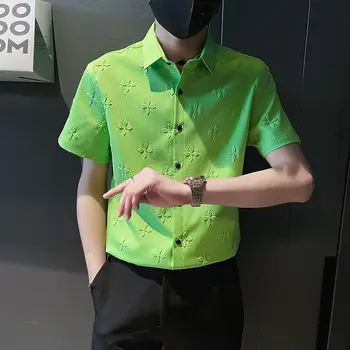 Летняя новинка 2023 года, легкая роскошная модная рубашка для мужчин, Корейская версия, универсальная мужская рубашка, бутик одежды в простом стиле