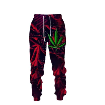 Новые весенние модные брюки с 3D-печатью в виде разноцветных листьев растений, мужские спортивные штаны унисекс для уличного отдыха в харадзюку, спортивные штаны для бега трусцой