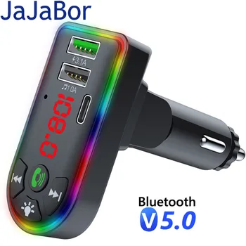 JaJaBor FM-передатчик Аудио Стерео Автомобильный MP3-Плеер USB 3.1A Type C PD Быстрое Зарядное Устройство Bluetooth 5.0 Автомобильный Комплект Громкой Связи FM-Модулятор