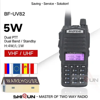 Origina BaoFeng UV-82 5W Рация Baofeng UV 82 Двухдиапазонная UHF VHF Двойная PTT Двухсторонняя радиостанция Дальнего действия 5W Ham-радиостанции BF-UV82