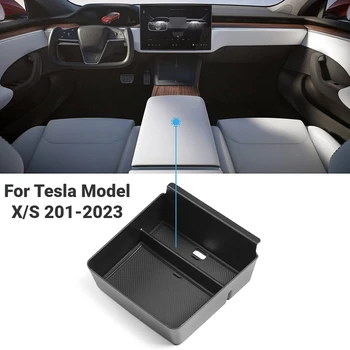Лоток для органайзера центральной консоли для Tesla Model S Model X Plaid/Long Range 2021 2022 2023 Ящик для хранения подлокотников Центральной консоли