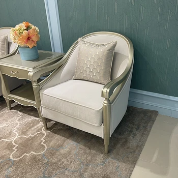 Европейский стиль кресло для отдыха гостиная диван ткань одноместный стул из массива дерева книжный стул ленивый стул тигровый стул