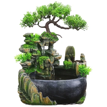 Креативное моделирование в помещении, Статуя водопада из смолы, фонтан Фэн-шуй, Поделки для дома и сада-US Plug