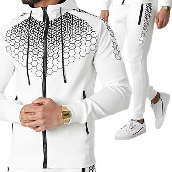 Мужская мода Шагает в новый свитер, рубашку на молнии, мужской костюм, повседневный модный свитер с капюшоном с принтом от внешнеторгового бренда