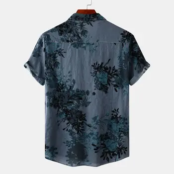 2023 Новая мужская гавайская рубашка с принтом в стиле ретро на пуговицах с коротким рукавом, Летняя пляжная рубашка на пуговицах, Повседневная праздничная одежда для вечеринок.