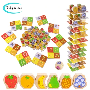 Детские Красочные игрушки из строительных блоков с фруктовым балансом, деревянная развивающая игра Монтессори 