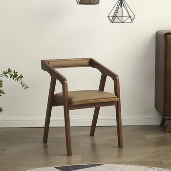 Офисные дизайнерские обеденные стулья Скандинавский кухонный подлокотник Винтажный туалетный столик Обеденные стулья Деревянная мебель для спальни Мебель для балкона