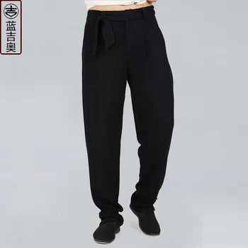 Синие мужские спортивные повседневные брюки Jiao для молодежи и среднего возраста с эластичной резинкой на талии, простые модные брюки в китайском стиле из хлопка и
