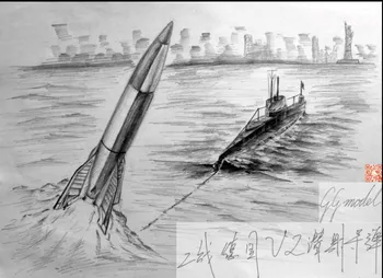 Ракета, запущенная подводной лодкой V2 1/144 Времен Второй мировой войны, Немецкая смола, белая пленка, Самодельная сборочная модель
