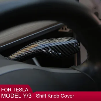Ненастоящая Крышка Ручки Переключения Передач Из Углеродного Волокна Для Tesla Model 3 Y 2023 аксессуары Защита Рулевого Колеса От Переключения Передач Переделанная Крышка ABS