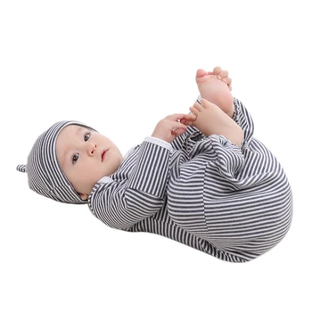 2021 Новый спальный мешок для новорожденного с милым полосатым принтом, пеленальное одеяло для сна, Пеленальная пленка + шляпа, комплект из 2 предметов для новорожденных