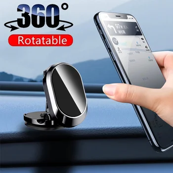 Вращающийся на 360 Градусов Складной магнитный кронштейн Автомобильный держатель телефона Металлический Автомобильный держатель телефона с GPS навигацией для iPhone Xiaomi Huawei Samsung
