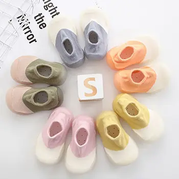 Первые ходунки для новорожденных, нескользящая резиновая подошва, домашняя обувь для малышей, Цветные носки для малышей для девочек и мальчиков