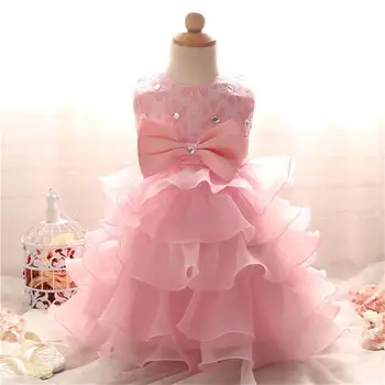 Платья для крещения новорожденных на день рождения для 12-24 м, многослойное платье из тюля с милым бантом для маленьких девочек, платье для свадебной вечеринки для малышей