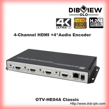 Видеокодер OTV-HE04A H.264 Classic с 4 каналами HDMI для Facebook Live, Twitch, YouTube и Twitter