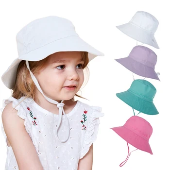 Летняя детская шляпа, уличная панама, пляжная детская панама, хлопковая солнцезащитная кепка с защитой от ультрафиолета для детей, милые мультяшные кепки для младенцев для мальчиков и девочек