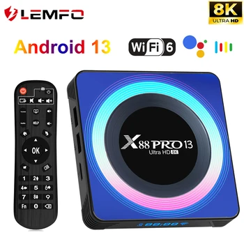 LEMFO X88Pro 13 Smart TV Box Android 13 RK3528 2023 Четырехъядерный 4 ГБ 64 ГБ Поддержка 3D 8K Wifi6 Медиаплеер Google Voice Телеприставка