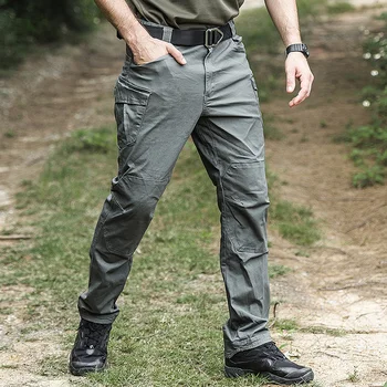 2023 Хлопчатобумажные мужские брюки-карго с несколькими карманами в стиле сафари, армейские брюки Militari Tactic, мужские походные тренировочные брюки для кемпинга