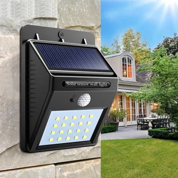Наружный светодиодный солнечный прожектор, 20-30 светодиодных ламп с датчиком движения, солнечные фонари, водонепроницаемый солнечный свет, солнечная энергия для украшения сада