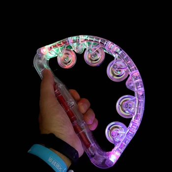 97BE Флэш-тамбурины Яркая цветная атмосферная погремушка с приятным колокольчиком для танцев /игр, игрушки, шейкер, колокольчик, управление от батареи