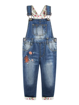 Детский комбинезон Kidscool Space Baby с вышивкой маленьким жемчугом, джинсовая подкладка с цветочным принтом, выстиранная деревом