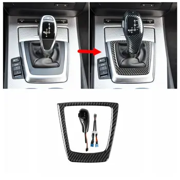 Светодиодная ручка переключения передач из углеродного волокна с комплектом отделки крышки панели для BMW Z4 E89 2010-2015, наклейки на рамку, Автоаксессуары