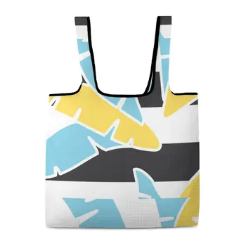 Моющиеся складные сумки для покупок, обычная ткань, большая вместительная складная сумка для организации продуктовых магазинов, пляжная сумка на плечо с индивидуальным рисунком